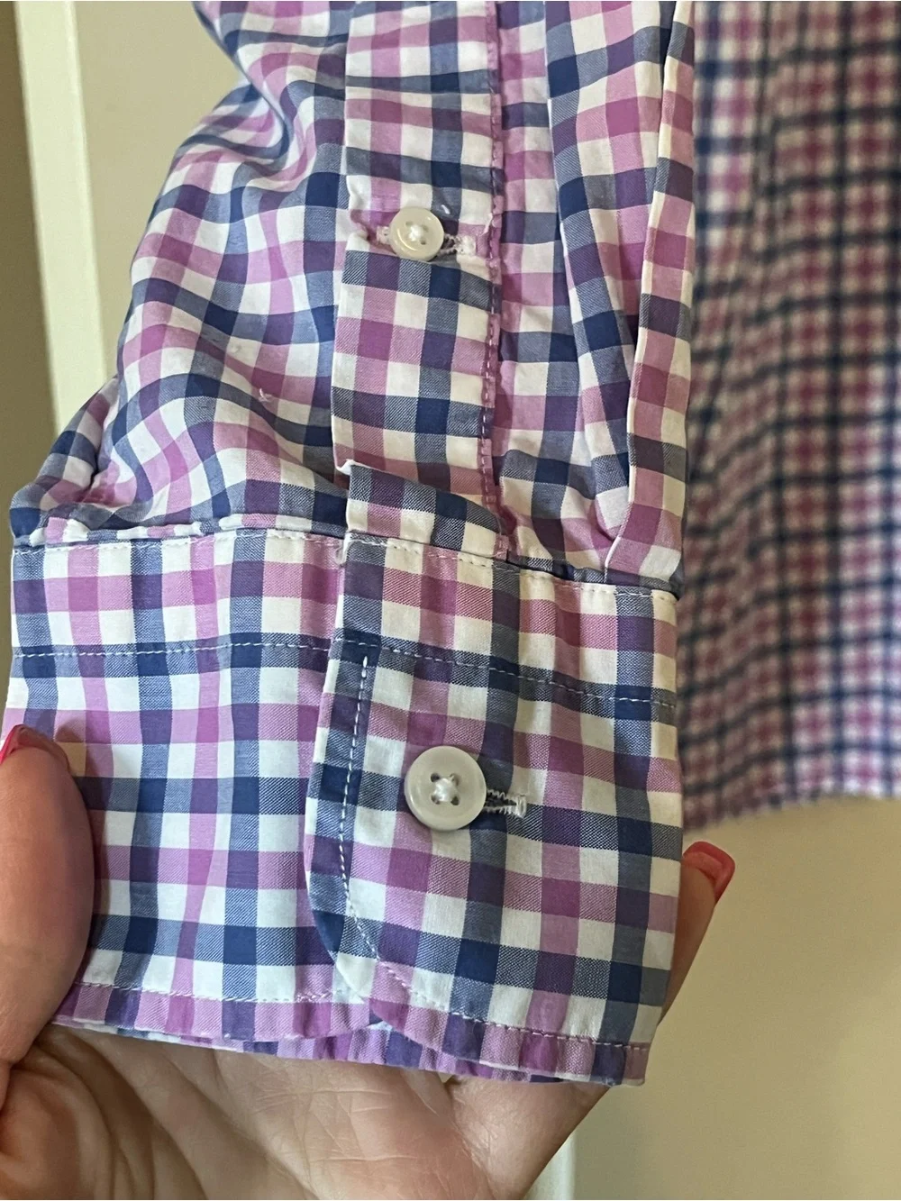 J. Crew Men's Check Button-Down Shirt - Purple & Blue Plaid Size Medium